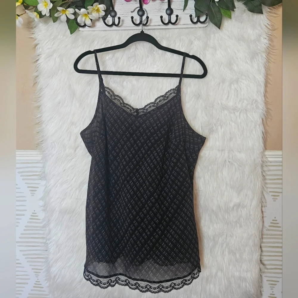 Reitmans Plus Plaid Lace Lined Long Camisole